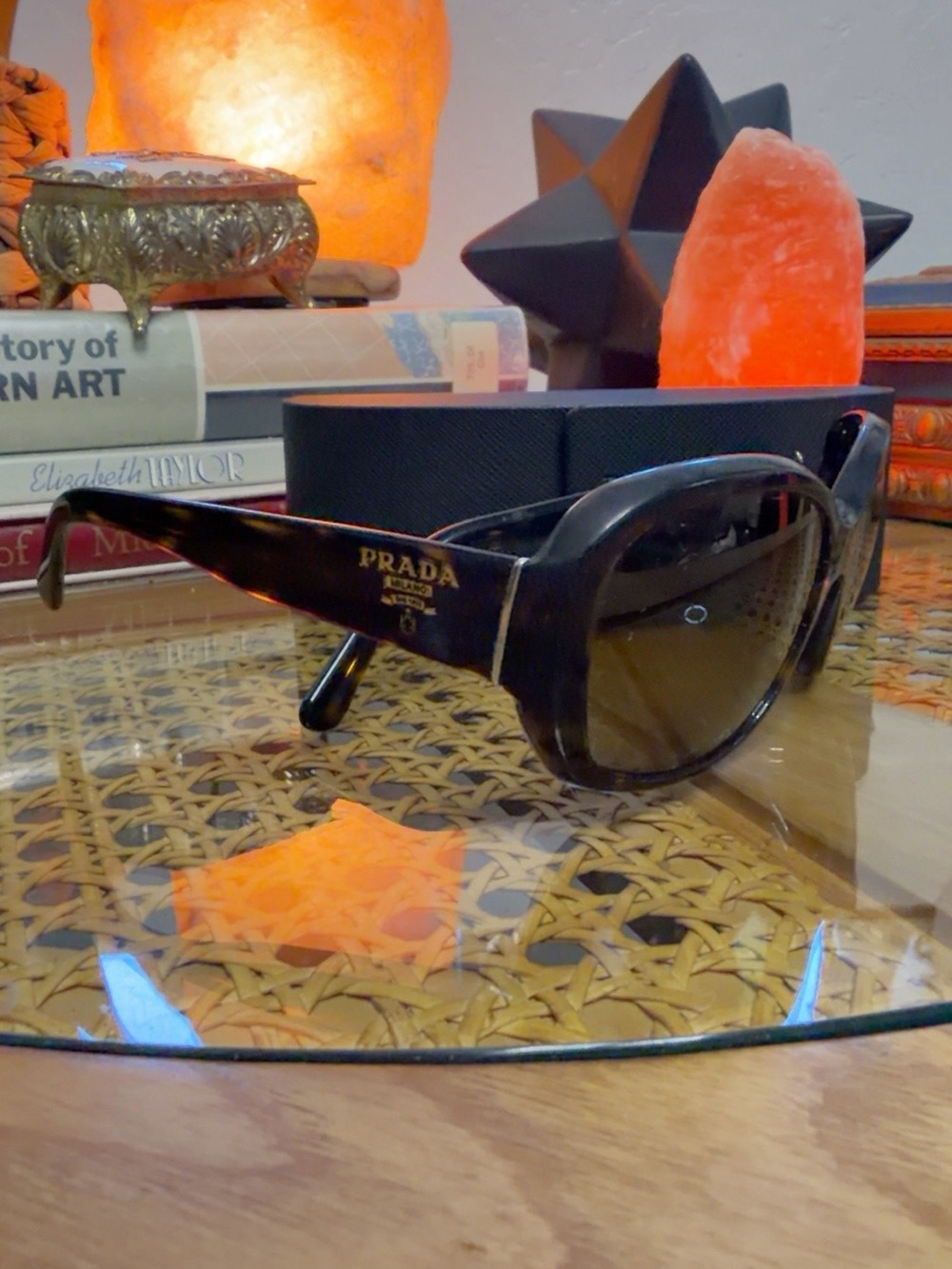 Prada SPR 31N Polarized Tortoiseshell Oversized Sunglasses With Case